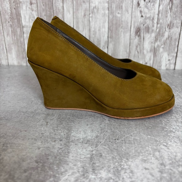 Vol de Nuit Emile Thoard Green Suede Round-Toe Wedges EU 36 - Picture 3 of 6